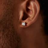 Ohrringe, Edelstahl, vergoldet, mit viereckigem Zirkonia, 6 mm