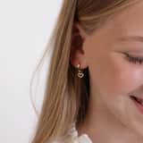 Zilveren goldplated kinderoorbellen met hanger hart