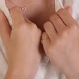 Zilveren goldplated kinderring hart met zirkonia
