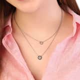 Stainless steel ketting met ronde hanger en steentjes
