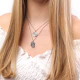 Stainless steel ketting met hanger bloemen