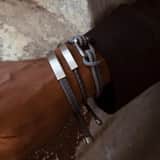Plattenarmband für Herren, Edelstahl matt, grau