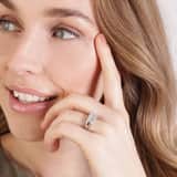 Ring, recyceltes Silber, Hundemarke, mit Zirkonia