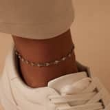 Gerecycleerd stainless steel enkelband met hartjes