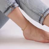Stainless steel goldplated enkelbandje  ster voor dames