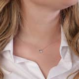 Zilveren ketting met hanger bloem zirkonia