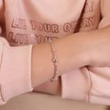 Zilveren kinderarmband ster hart bloem roze
