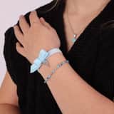 Zilveren kinderarmband ster hart bloem blauw