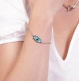 Armband, Edelstahl, blauer Anhänger