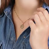 Stainless steel goldplated ketting met hanger munt met zirkonia voor dames