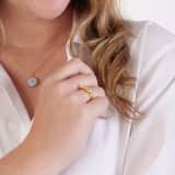 Ring, 925 Silber, vergoldet, schwarze Gravur, Zirkonia