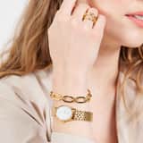 Stainless steel goldplated fantasiearmband voor dames