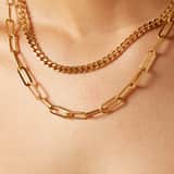 Stainless steel goldplated dubbele ketting voor dames