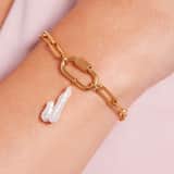 Armband, Edelstahl, vergoldet (750 Gold), Perle