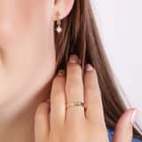 Ring, 925 Silber, vergoldet, Sterne der Galaxis, Zirkonia