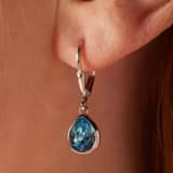 Ohrringe, 925 Silber, Tropfen mit Kristall, Aqua