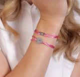 Kordelarmband, Edelstahl, Satin, Füße
