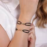 Kordelarmband, Edelstahl, vergoldet, Satin, Buchstabe