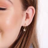 Zilveren goldplated hanger bloem met zirkonia voor dames