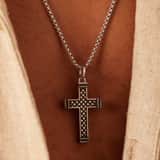 Herrenkette, Edelstahl, mit Anhänger, Kreuz, Reptil