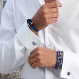 Stalen herenarmband harpsluiting donkerblauw