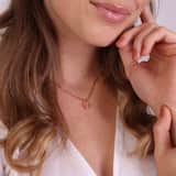 Stainless steel goldplated ketting met hanger hart met rhodoniet voor dames