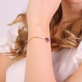 Stainless steel goldplated armband met hart amethist