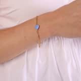 Armband, Edelstahl, vergoldet, mit Herz, Achat in Blau