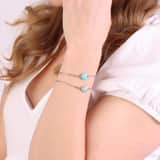 Armband, Edelstahl, mit Herz, Aventurin-Quarz in Grün
