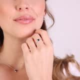 Ring, 925 Silber, Herz, Zirkonia, blau