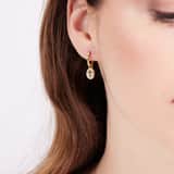 Zilveren goldplated oorringen met hanger kruis met zirkonia voor dames