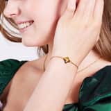 Stainless steel goldplated fantasiearmband met hanger met tijgeroog voor dames