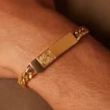 Stalen goldplated herenplaatarmband