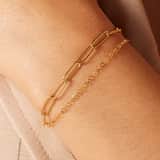 Stainless steel goldplated schakelarmband voor dames