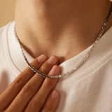 Gerecycled zilveren jongens ketting platte gourmet schakel