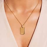 Stainless steel goldplated ketting met hanger graveerplaat voor dames
