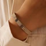 Edelstahlarmband für Jungen Leder beige