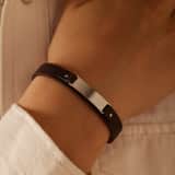 Edelstahlarmband für Jungen Leder braun