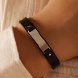 Edelstahlarmband für Jungen Leder schwarz
