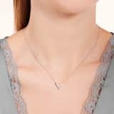 Zilveren ketting rhodiumplated v met zirkonia voor dames