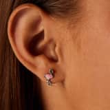 Zilveren oorknop flamingo emaille roze