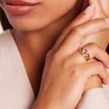 Stainless steel goldplated vintage ring met roze hart