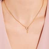 Stainless steel goldplated ketting met hanger sleutel met zirkonia voor dames