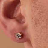 Zilveren goldplated oorknoppen met zirkonia
