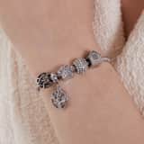 Charm aus Edelstahl Hundepfote mit Zirkoniabesatz