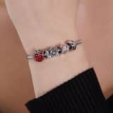 Bettelarmband-Anhänger aus Edelstahl mit rosafarbenen Zirkonia