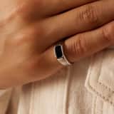 Stainless steel ring black agaat