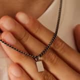 Stainless steel ketting gourmet met plaat zwart