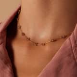 Stainless steel goldplated kralenketting met hanger met natuursteen  voor dames