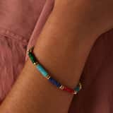 Stainless steel goldplated kralenarmband met natuursteen voor dames